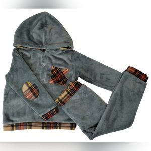 Boys Charcoal Plaid Pullover Hoodie and Joggers - Size 5Y